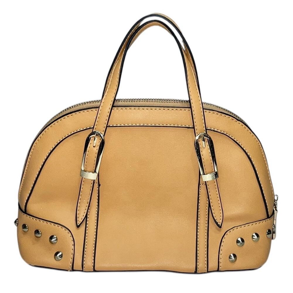 MG Collection Irina Mini Camel Brown Studded Mini Bag